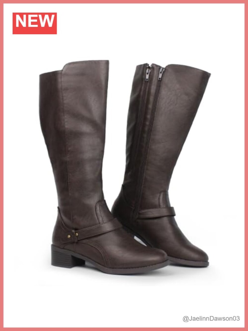 Hawkwell Wide Calf Knee High Riding Boots Double Zipper Synthetic